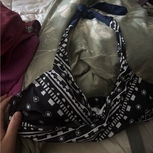Black and White Patterned Bikini Top